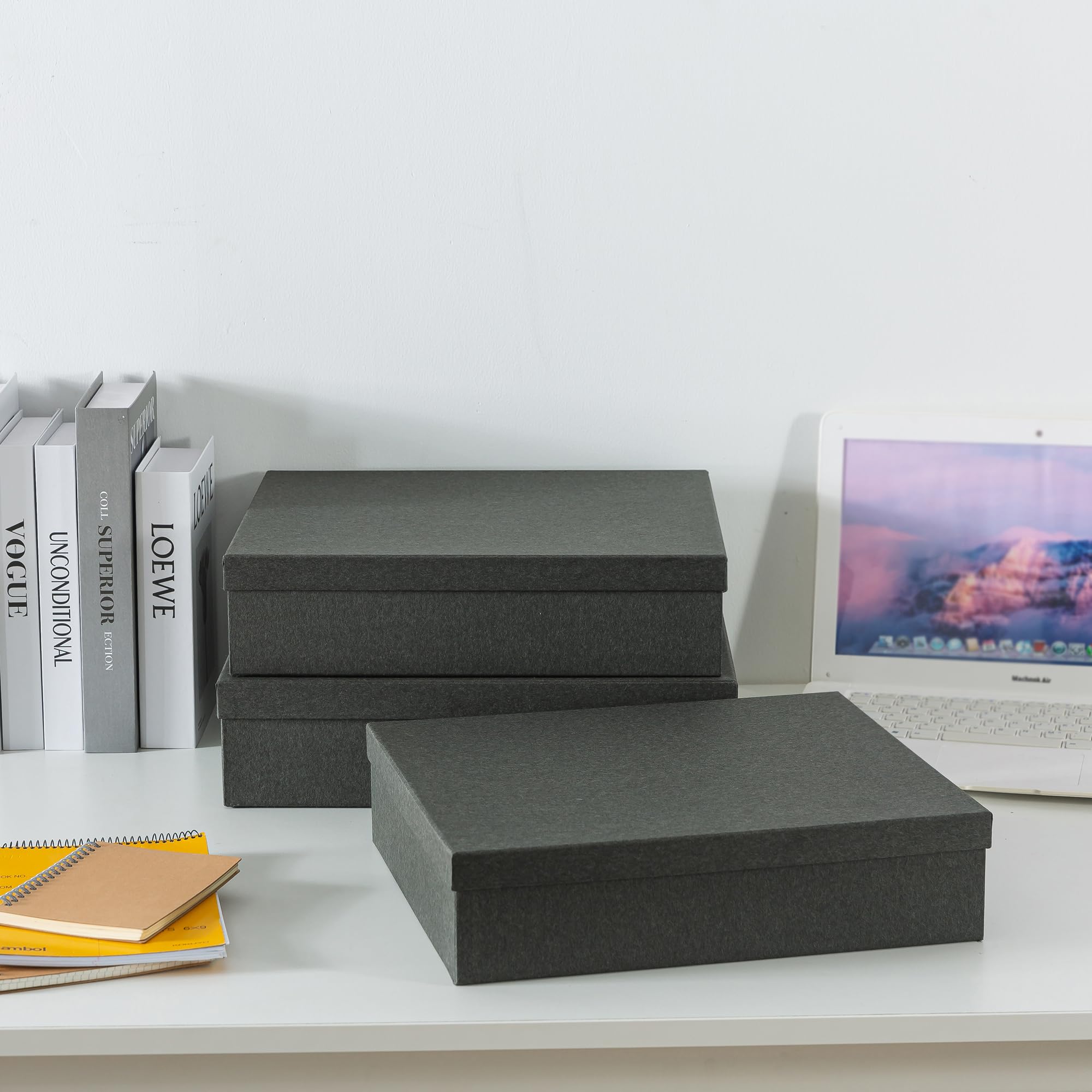 Decorative Storage Box Set for Keepsakes, Photos & Office - Black Kraft