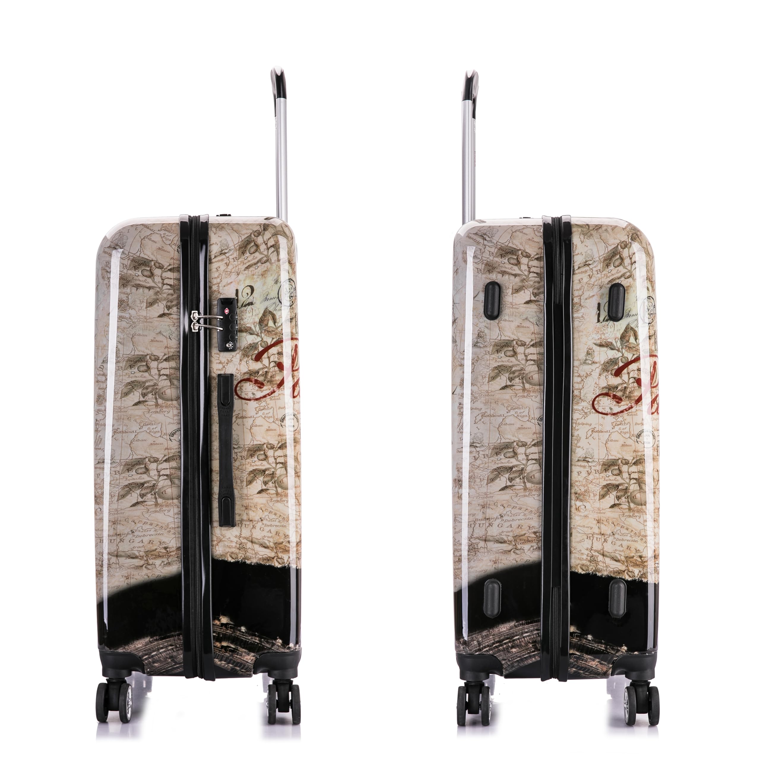 InUSA Paris Print Spinner Luggage Set - 3-Piece Lightweight Hardside Suitcase (20in, 24in, 28in) with Trolley Handle & Durable Wheels for Air Travel, Vacation & Business Trips