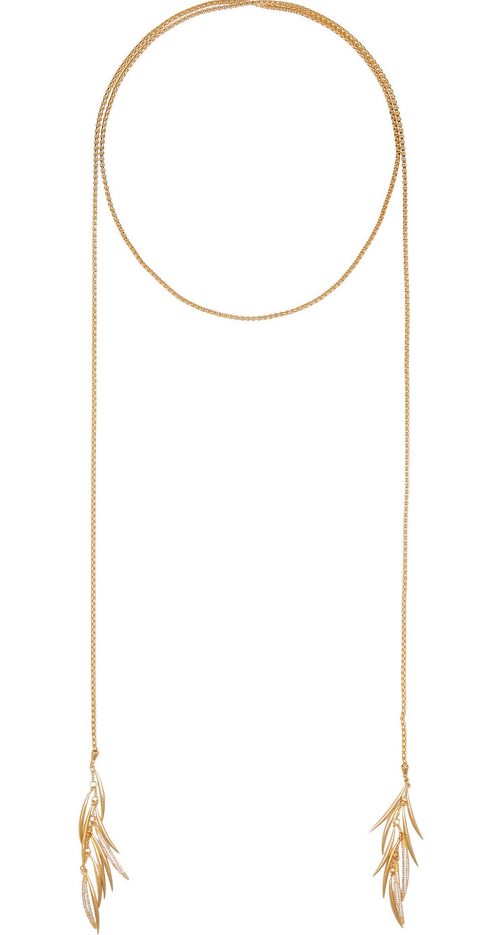 14K Gold Pave Prickle Lariat Necklace - Elegant Layering Chain for Women | Perfect for Date Night, Wedding & Special Occasions