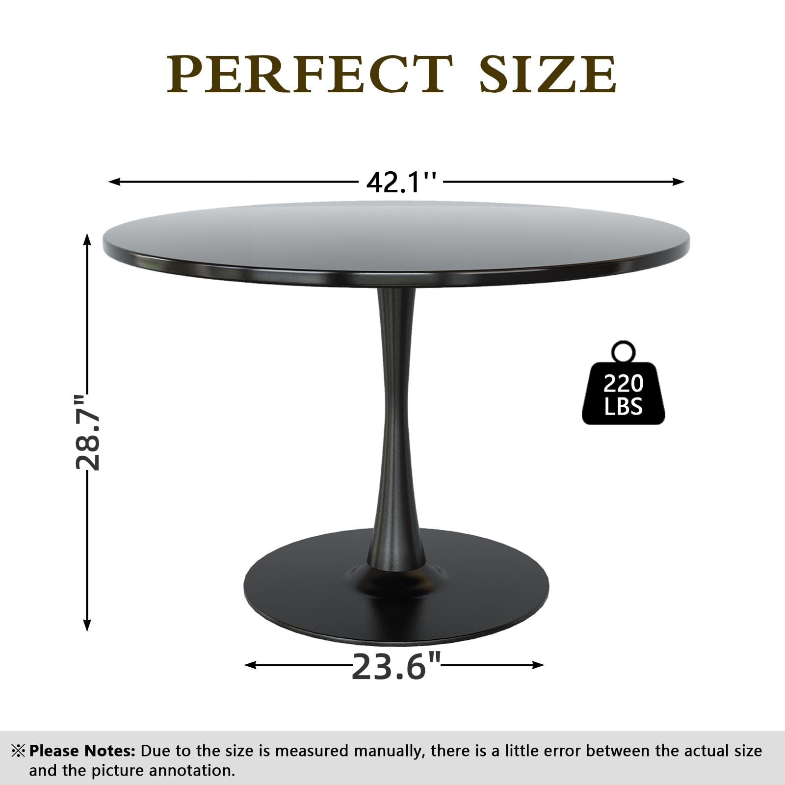 42 Inch Round Dining Table - Black Tulip Style with 0.71