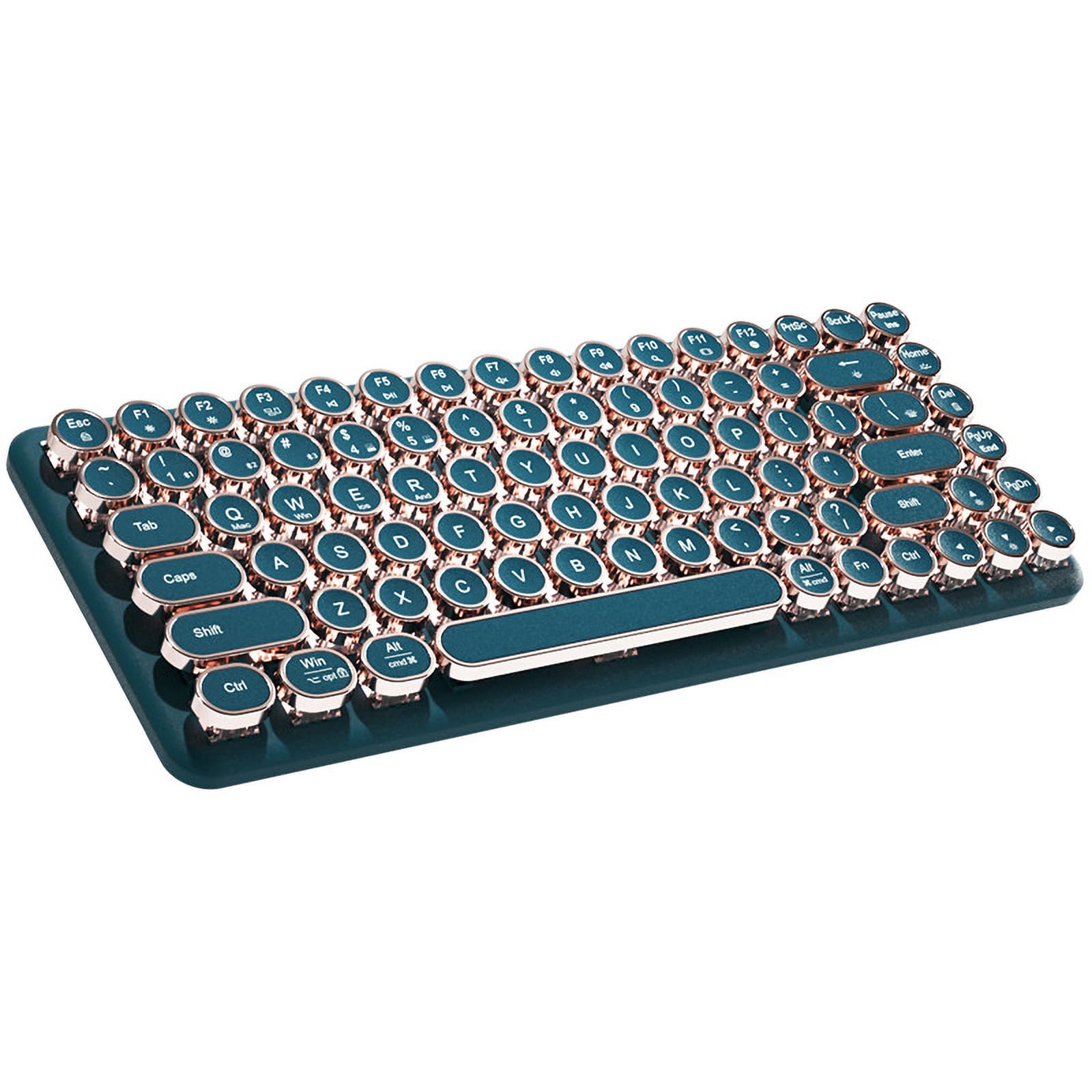 Wireless Mechanical Keyboard - 2.4G/Bluetooth/USB-C, Retro Round Keycaps, Green Switches for Gaming & Office Use
