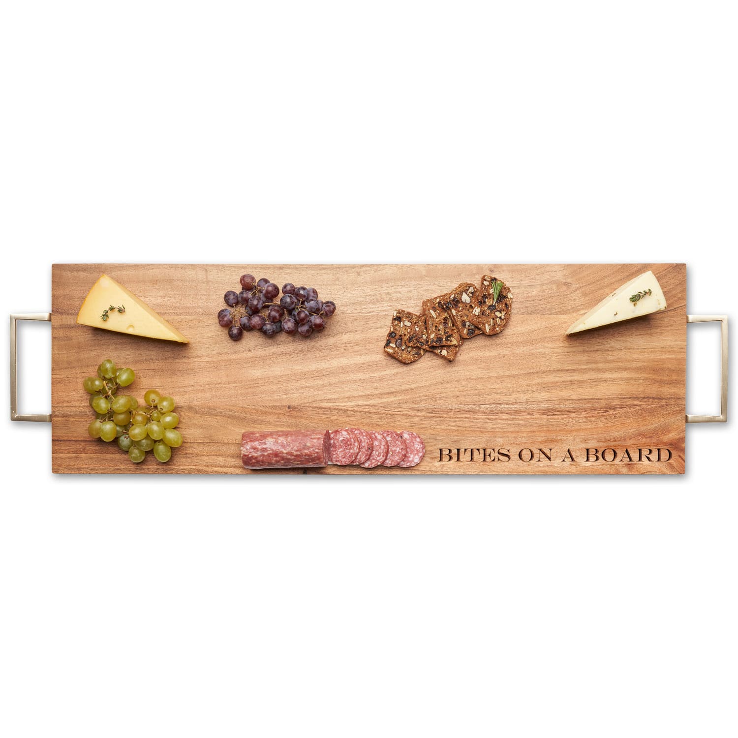 Acacia Wood Serving Board with Gold Handles - 30