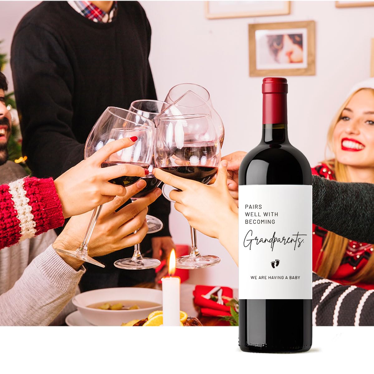 12 Pcs Pregnancy Announcement Gifts for Grandparents - Funny Wine Labels to Celebrate Becoming New Grandparents | Perfect for Baby Reveal Parties & Gender Reveal Gifts