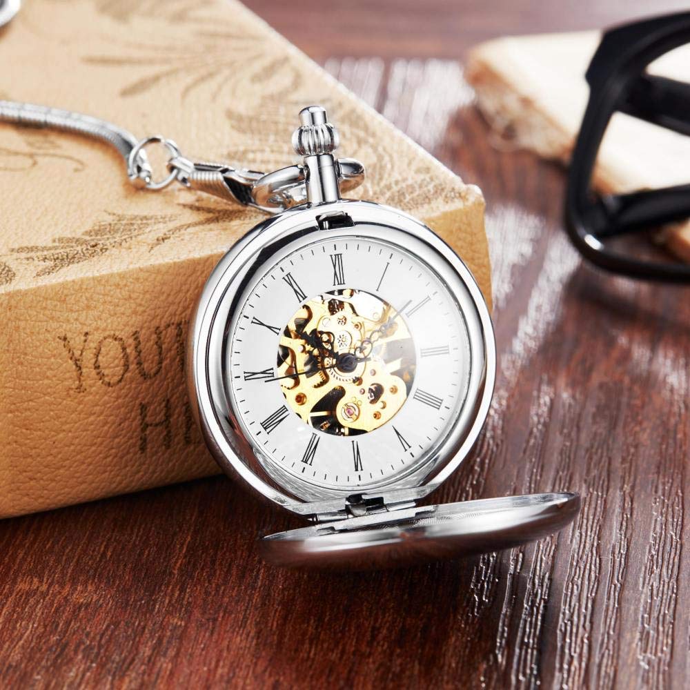 Vintage Retro Copper Pocket Watch with Chain - Antique Steampunk Men's Quartz Pocket Watch - Perfect Gift for Christmas, Birthday & Anniversary - Ideal for Steampunk Cosplay, Victorian Style Events & Collector's Display