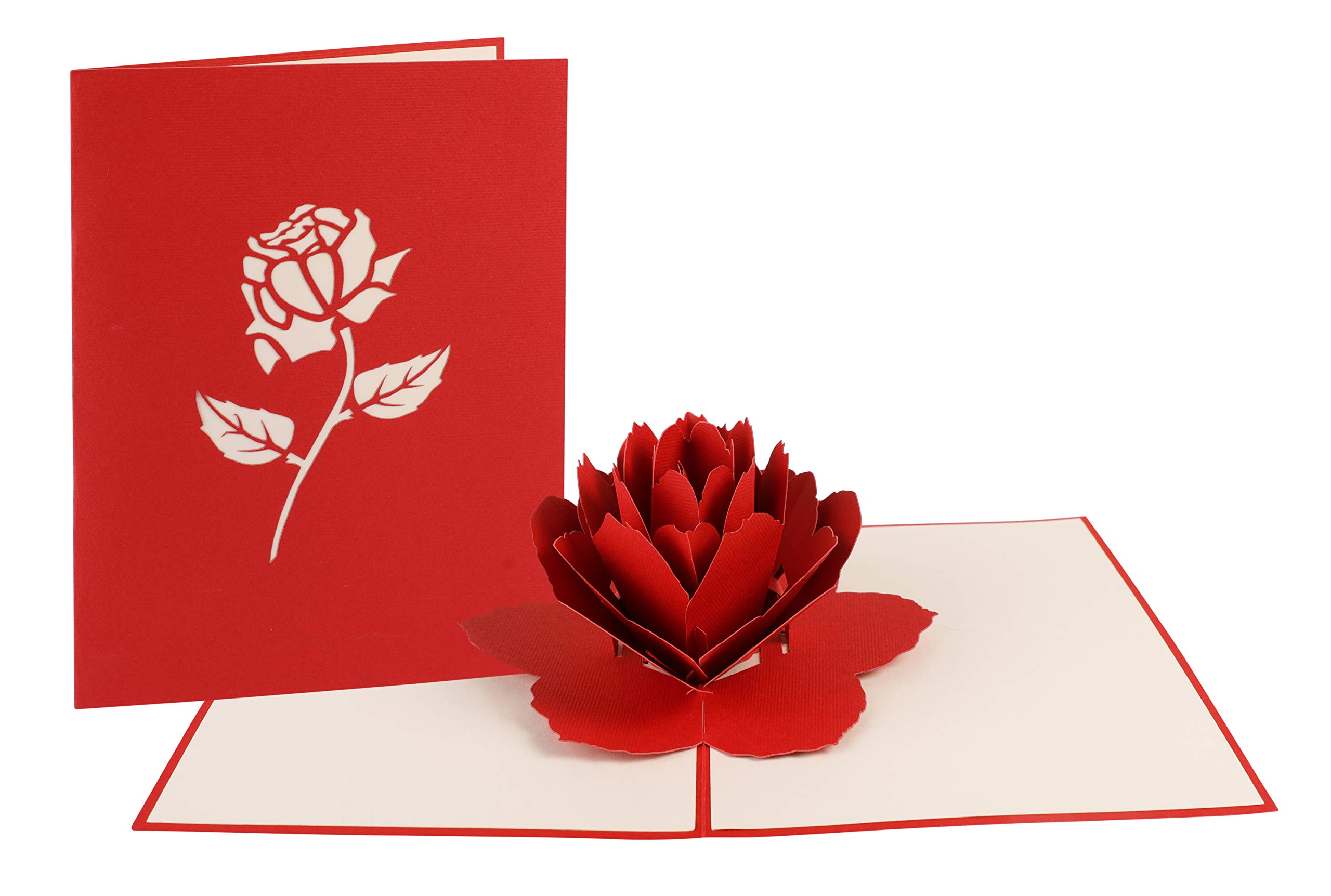 Handmade 3D Pop Up Greeting Card - Romantic Rose Design for Valentine's Day, Birthday, Anniversary, Thanksgiving & Special Occasions | Perfect Gift for Loved Ones, Wedding Favors & Party Decorations