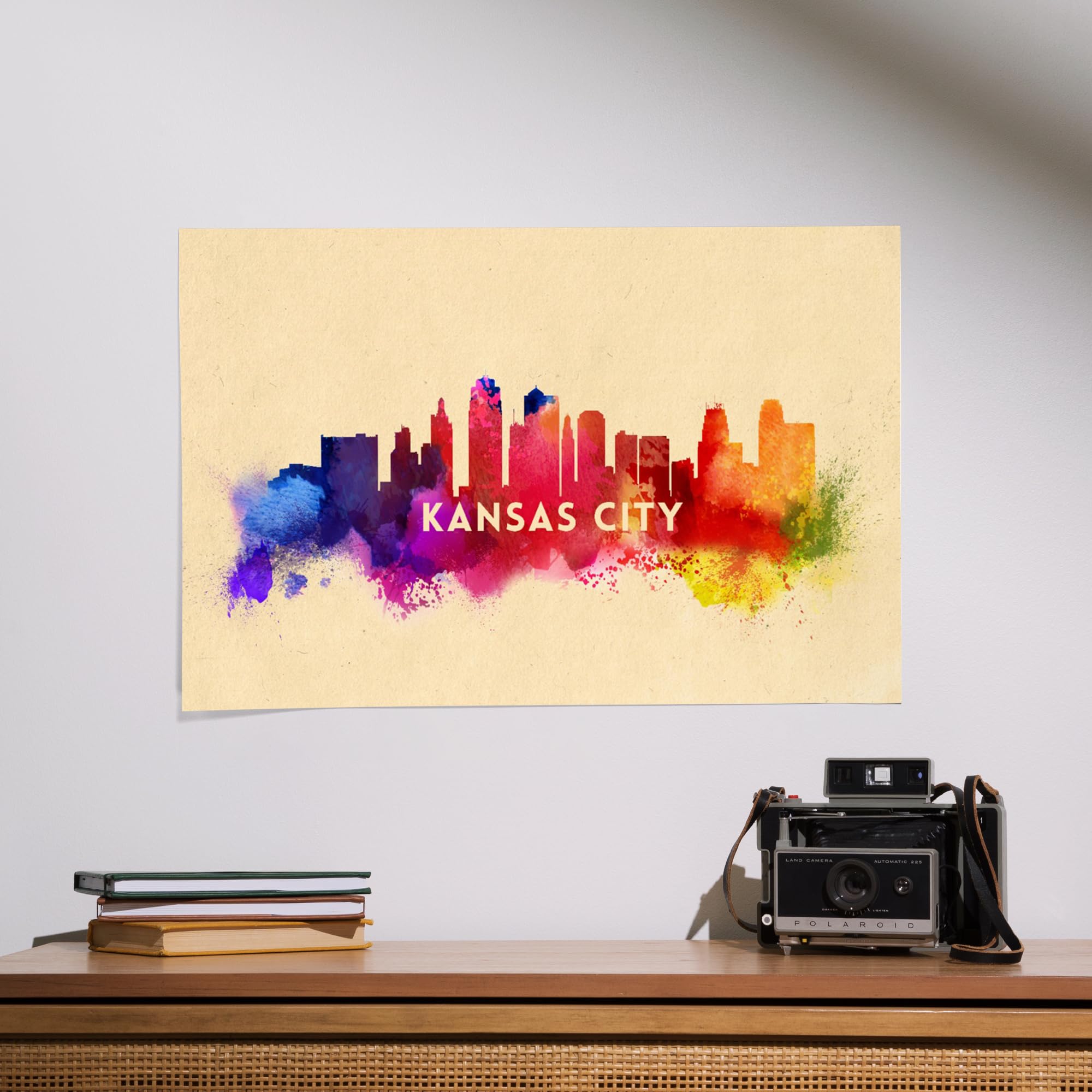 Lantern Press 16x24 Inch Giclee Print - Kansas City Missouri Skyline Abstract Wall Art | Premium Canvas for Home & Office Decor