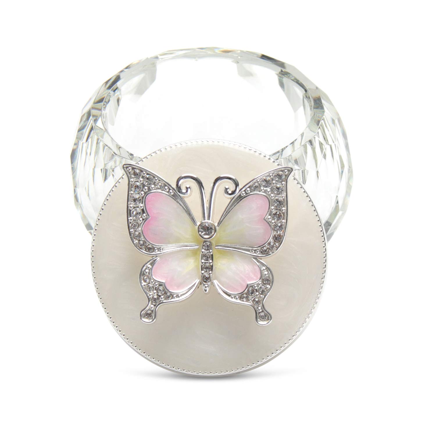 LASODY Butterfly Jewelry Storage Box - Silver Plated with Crystal Accents - Organizer for Rings, Earrings, Necklaces - Perfect Jewelry Gift Box for Women & Girls - Great for Travel, Home Decor, and Special Occasions