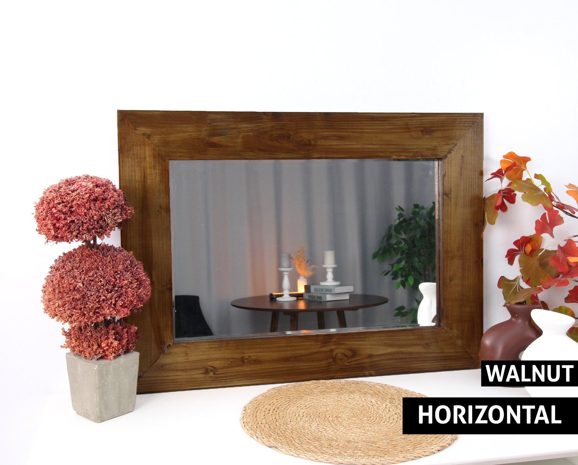 Stylish Black Wooden Wall Mirror - Elegant Home Decor for Living Room, Bedroom & Entryway - Perfect for Adding Depth & Style to Any Space