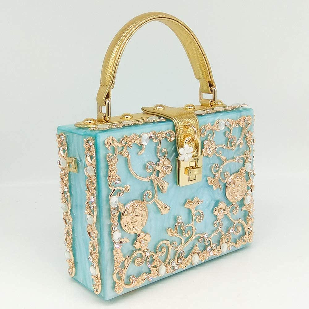 Stylish Acrylic Flower Shoulder Bag for Women - Rhinestone Evening Crossbody Purse for Parties & Events