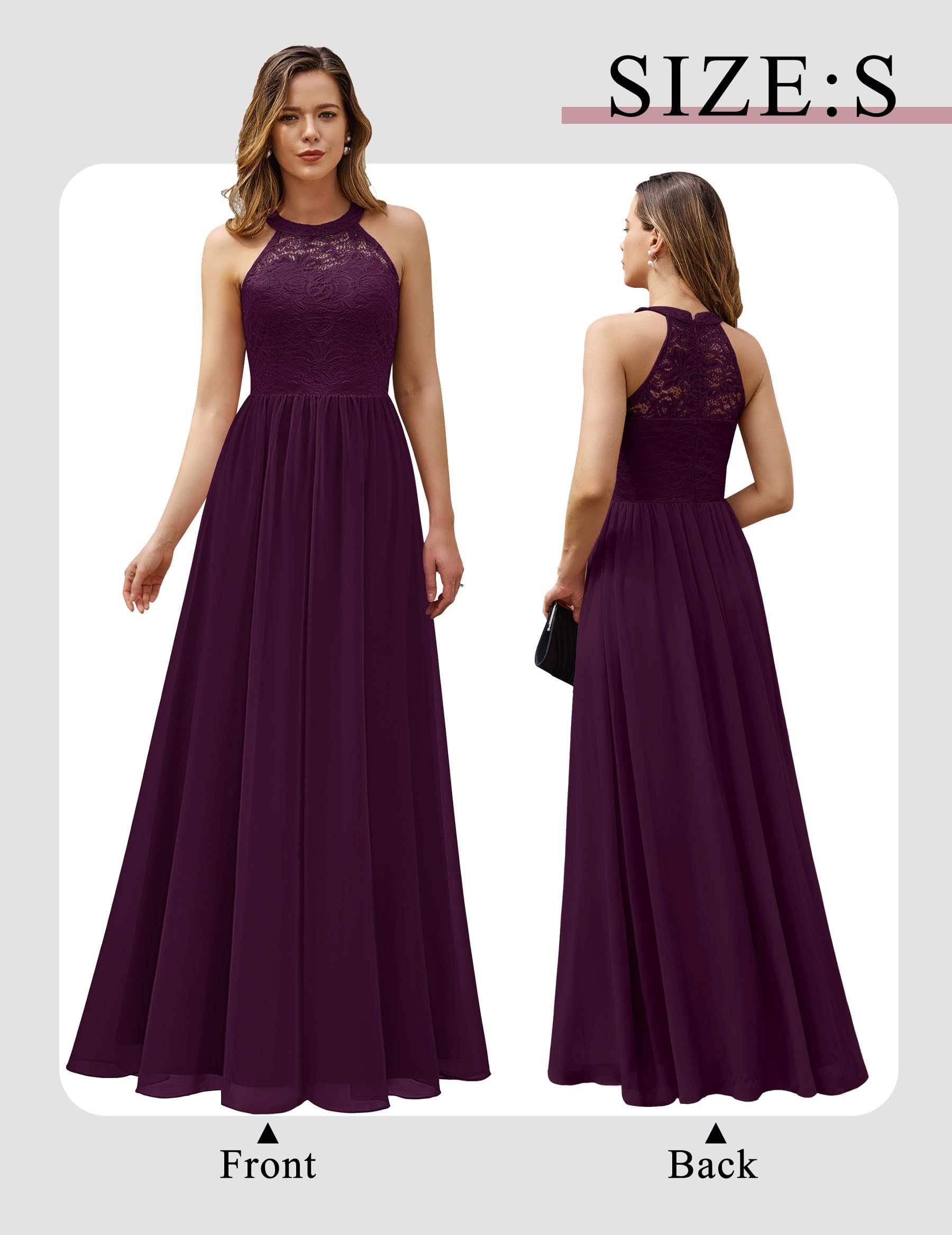 Wedtrend Women's Formal Prom Dress - Elegant Halter Neck Long Gown with Floral Lace for Bridesmaid, Evening Party, Wedding Guest & Special Occasions