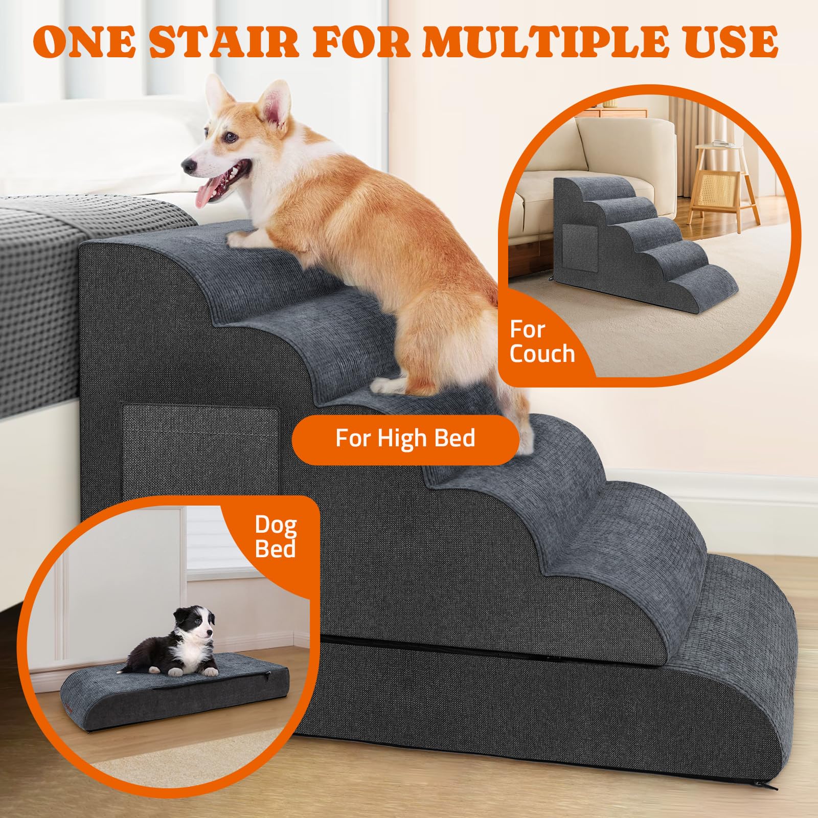 Foam Pet Stairs for Dogs & Cats - 24