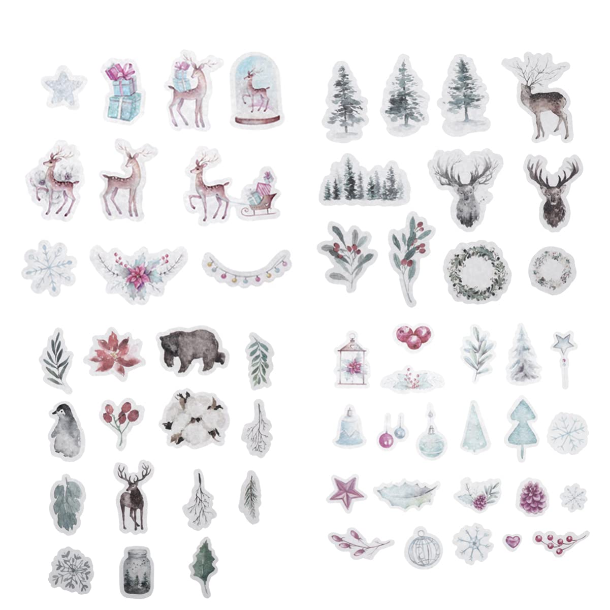 Garneck 80pcs Winter Theme Washi Tapes & Paper Stickers Set - Cute Scrapbooking Supplies for Journaling, DIY Crafts, Planner Decor, Gift Wrapping & Handmade Cards