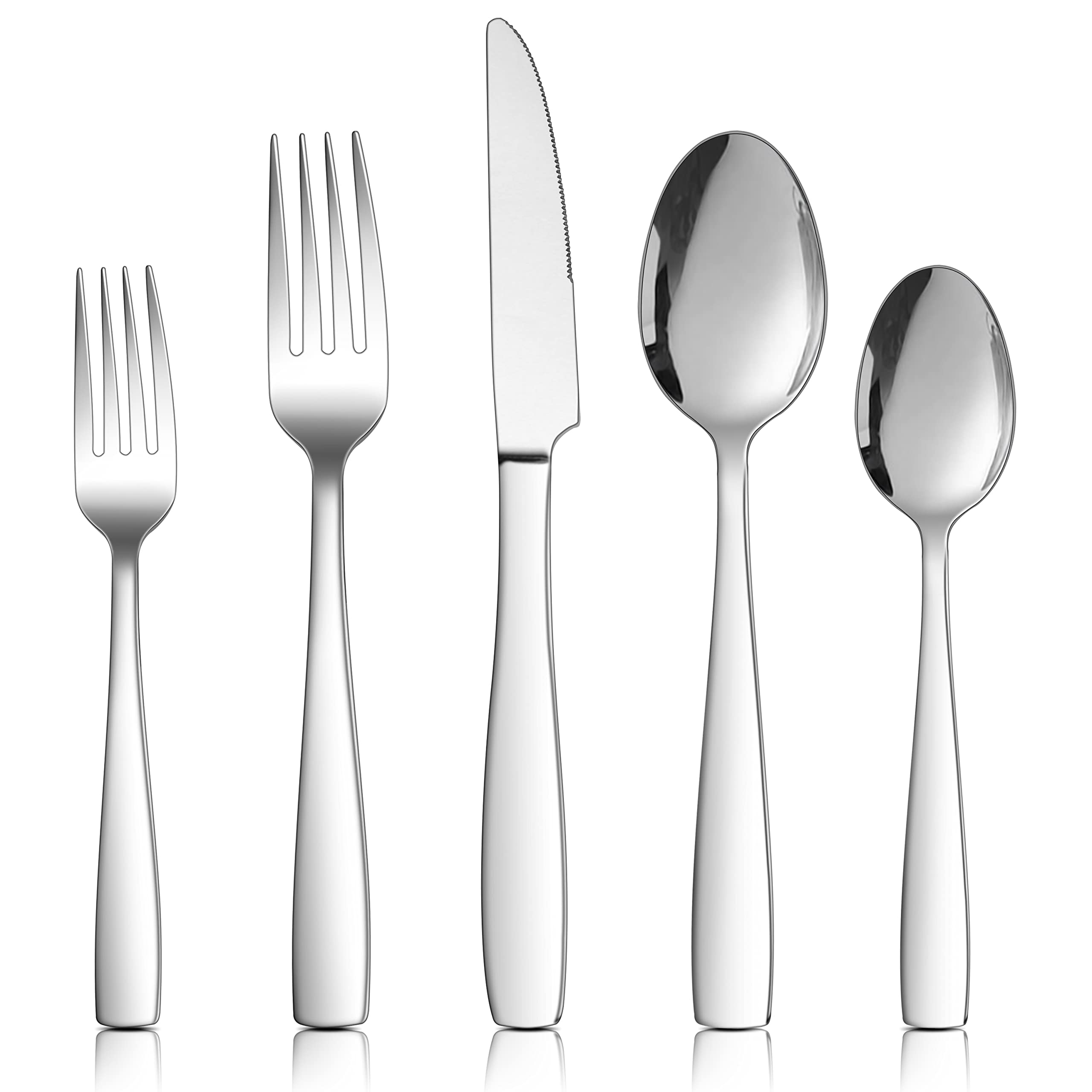 18/10 Stainless Steel Flatware Set for 8 - 40-Piece Modern Square Silverware Cutlery Set with Forks & Spoons | Elegant Tableware for Home, Wedding & Entertaining | Dishwasher Safe | Perfect for Dinner Parties, Holiday Gatherings & Formal Dining