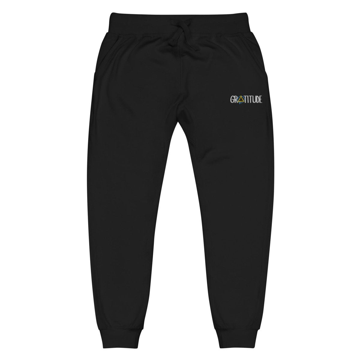 Gratitude Embroidered Unisex Fleece Sweatpants - Cozy Lounge Pants for Men & Women - Perfect for Yoga, Home Relaxation and Casual Wear