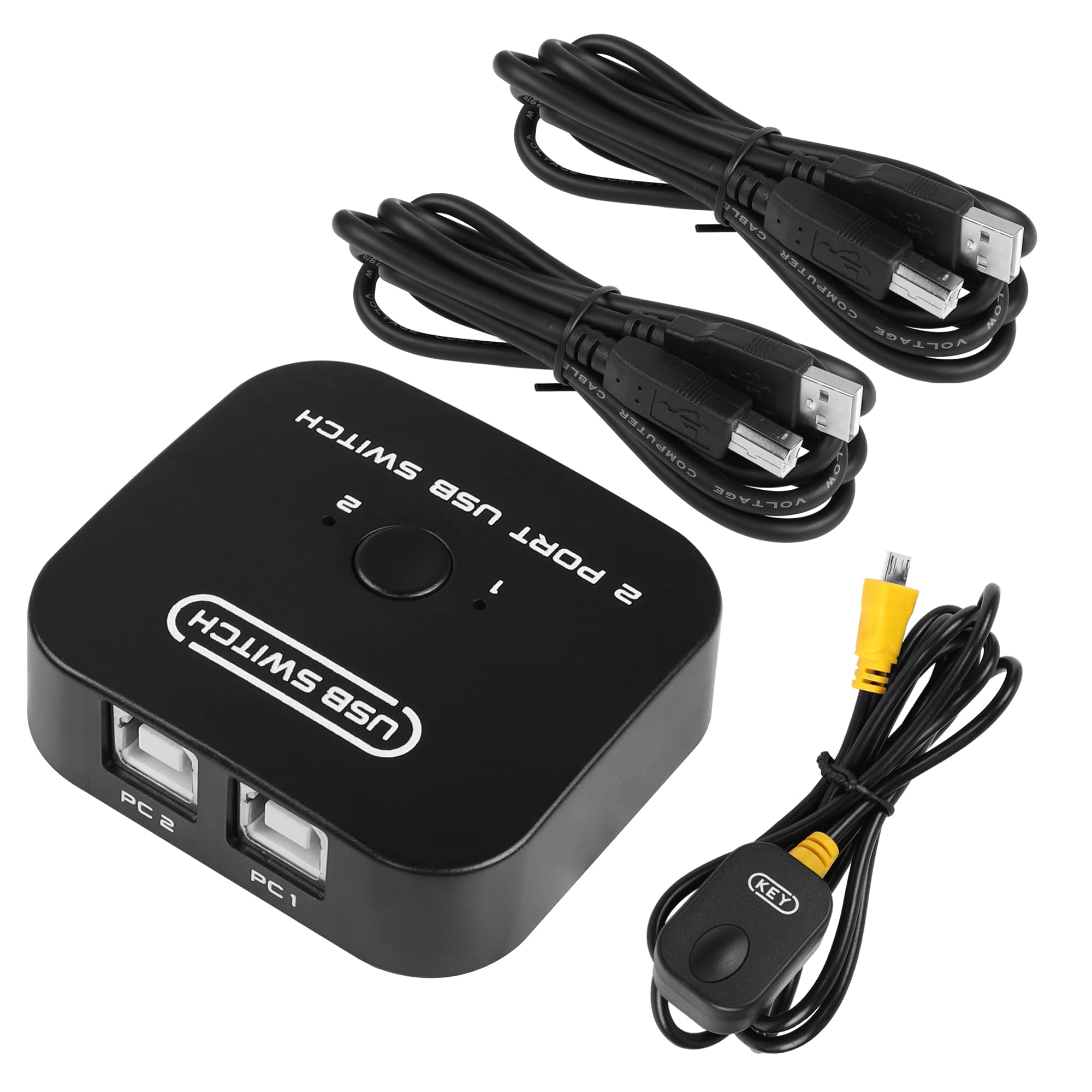 RIIEYOCA USB Printer Sharing KVM Switch - Auto Switch No Drivers Needed | Share Keyboard, Mouse & Scanner Between 2 Computers | Includes Desktop Controller & 2 USB Printer Cables (1.5M) | Perfect for Home Office & Small Business Setup