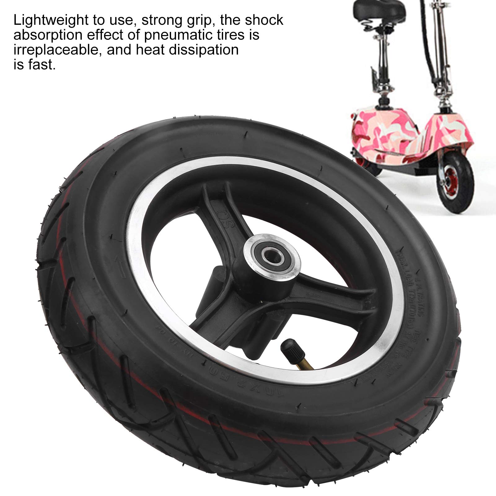 10x2.5 Inch Electric Scooter Tires with Wheel Hub - Durable Rubber Inflatable Inner Tube Replacement for Electric Scooters - Perfect for Commuting, Urban Travel & Outdoor Adventures