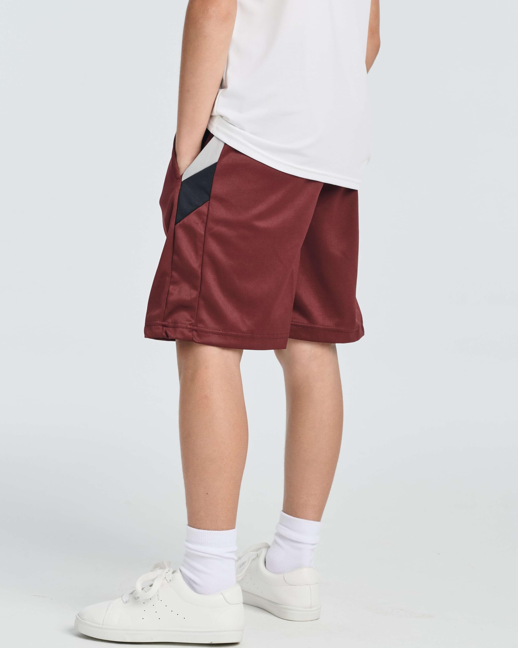 Real Essentials 5-Pack Boys' Athletic Basketball Shorts with Pockets - Breathable Quick-Dry Youth Sports Shorts for Ages 4-18 - Perfect for Basketball, Gym, Running & Casual Wear