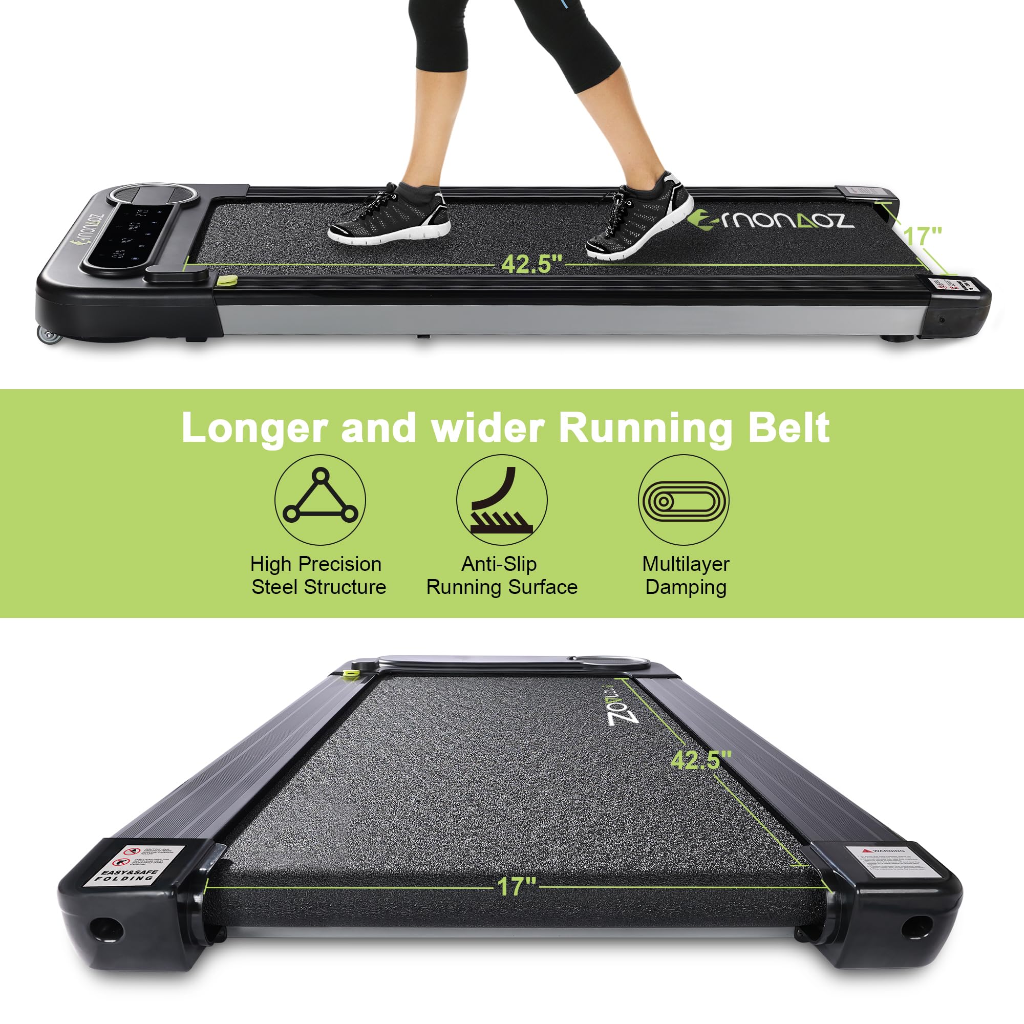 2 in 1 Under Desk Treadmill with Bluetooth Speaker - Walking Pad & Jogging Machine with Remote Control, Max 265lbs Capacity - Perfect for Home Office Workouts & Compact Spaces