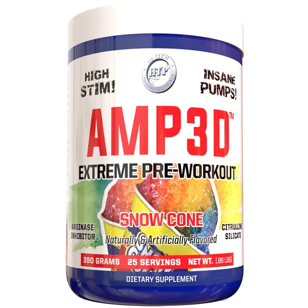 Hi-Tech Pharmaceuticals AMP3D - Premium Pre-Workout Supplement for Energy & Muscle Growth | Ideal for Gym, Bodybuilding & Fitness Training