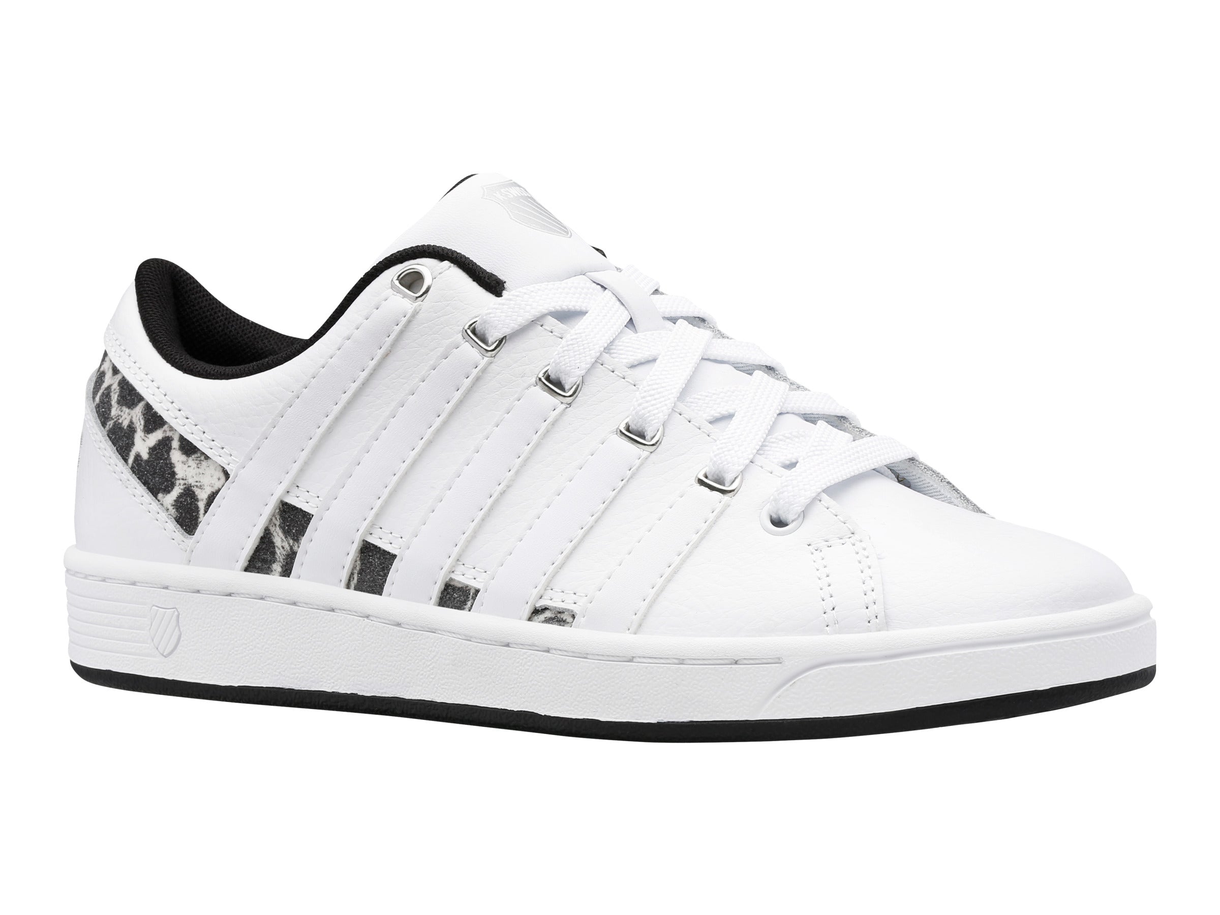 96999 137 M | RAMLI COURT Sneakers | White/Metallic Leopard Print Athletic Shoes for Women - Perfect for Running, Gym Workouts & Casual Streetwear Fashion