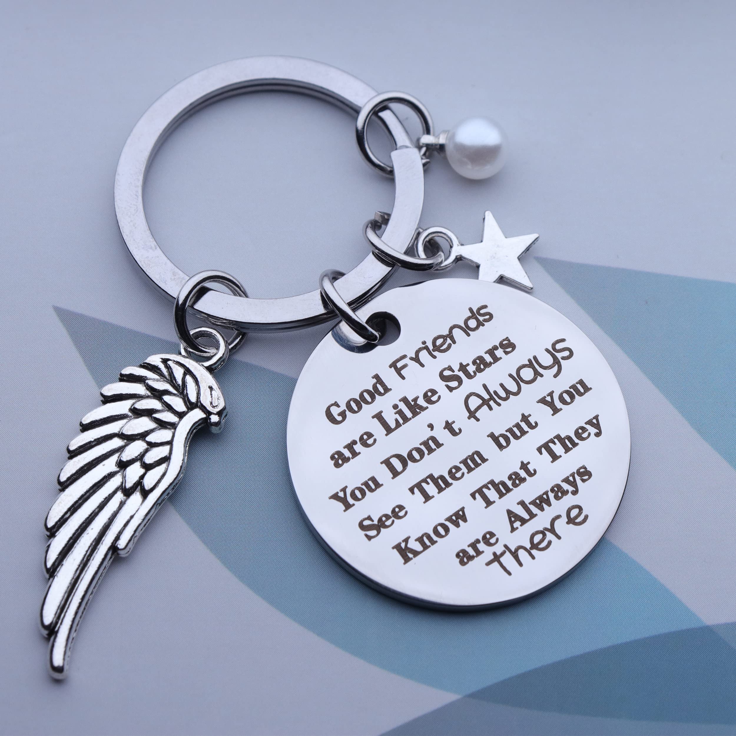 Jstud Inspirational Keychain - Best Friends Engraved Mantra Jewelry Gift for Women & Men - Perfect for Birthdays, Anniversaries & Daily Motivation