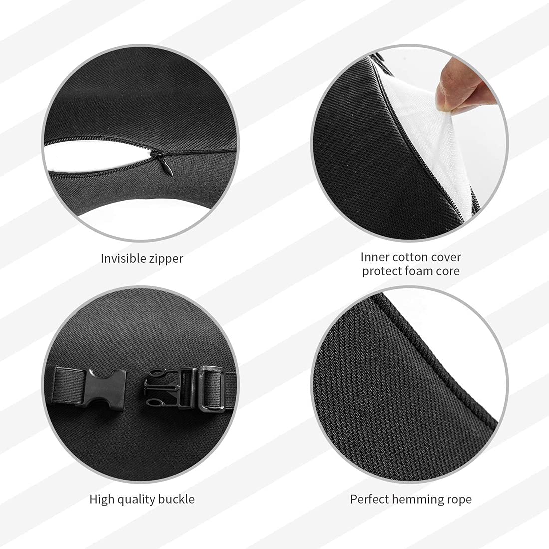 YUNNUO Adjustable Car Seat Neck Pillow - Memory Foam Support with Breathable Ice Silk Cover for Driving Comfort (Gray) | Perfect for Long Road Trips & Commuting