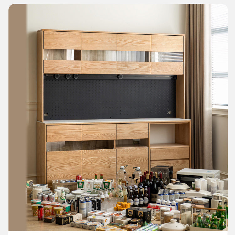 Modern Oak Solid Wood Sideboard Buffet Cabinet - Stylish Storage for Dining Room, Living Room & Entryway