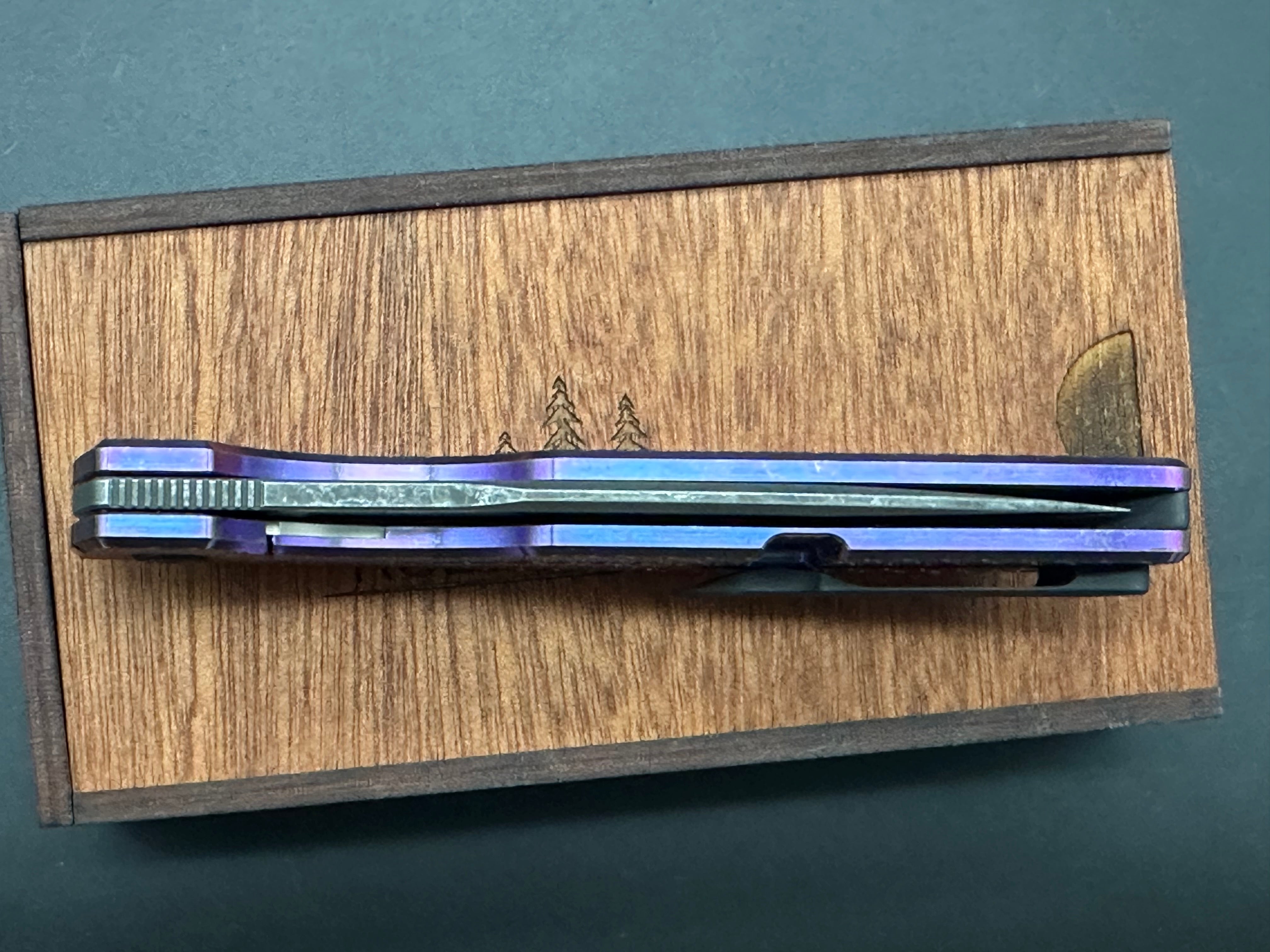 Rob Johnson Cedar 76V Folding Knife - Purple Titanium Handle with Rose Gold Hardware & M390 Acid Washed Blade - EDC, Outdoor, Camping, Survival, Hunting, Gift for Men