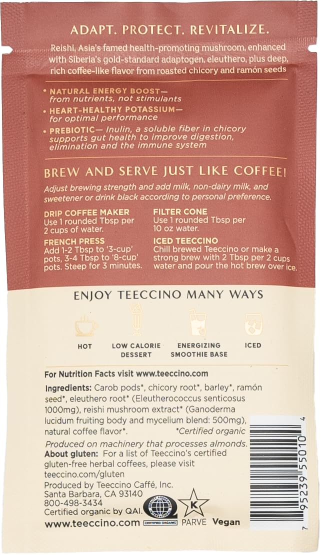 Organic Mushroom Adaptogen Herbal Coffee Sampler - 6 Pack Trial Size with Chaga, Ashwagandha, Reishi, Eleuthero & More - Caffeine-Free Coffee Alternative for Energy & Focus - Perfect for Morning Boost, Workout Recovery & Stress Relief