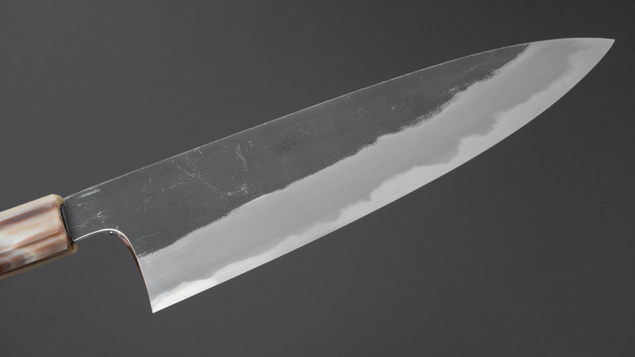 Hitohira Togashi Blue #2 Kurouchi Gyuto 210mm Japanese Chef Knife with Ebony Handle - Perfect for Sushi, Meat Cutting & Professional Kitchen Use