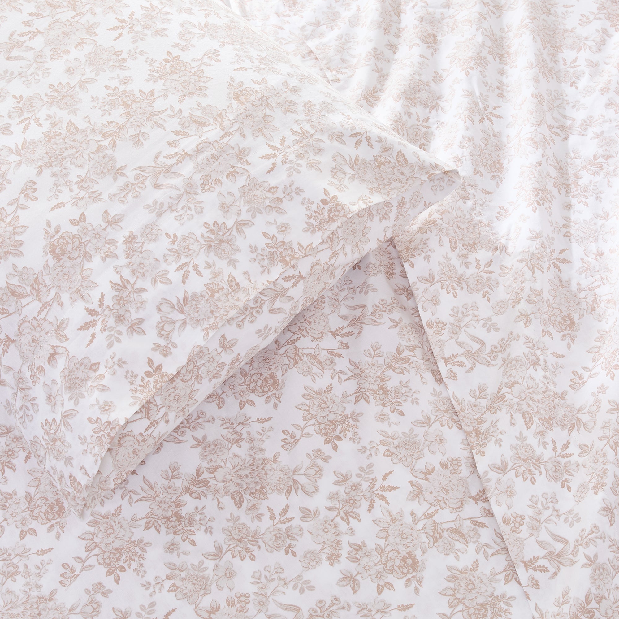 Premium Peony Toile Cotton Sheet Set - Queen Size, 4-Piece Bedding Set with Pillowcases - Soft & Breathable for Comfortable Sleep - Perfect for Master Bedroom, Guest Room, or Vacation Home
