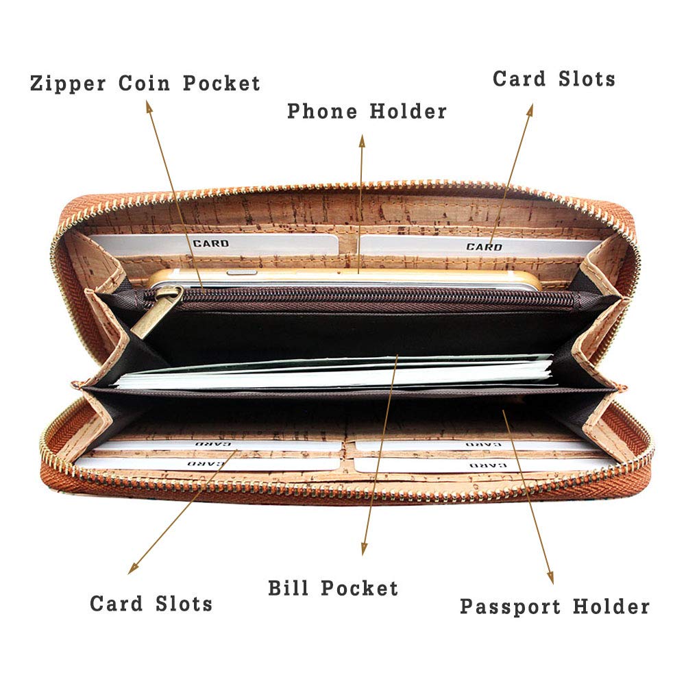 Boshiho Cork Vegan Purse Wallet for Women - Eco-Friendly Smartphone Clutch with Card Holder & RFID Protection | Perfect for Travel, Work, and Everyday Use
