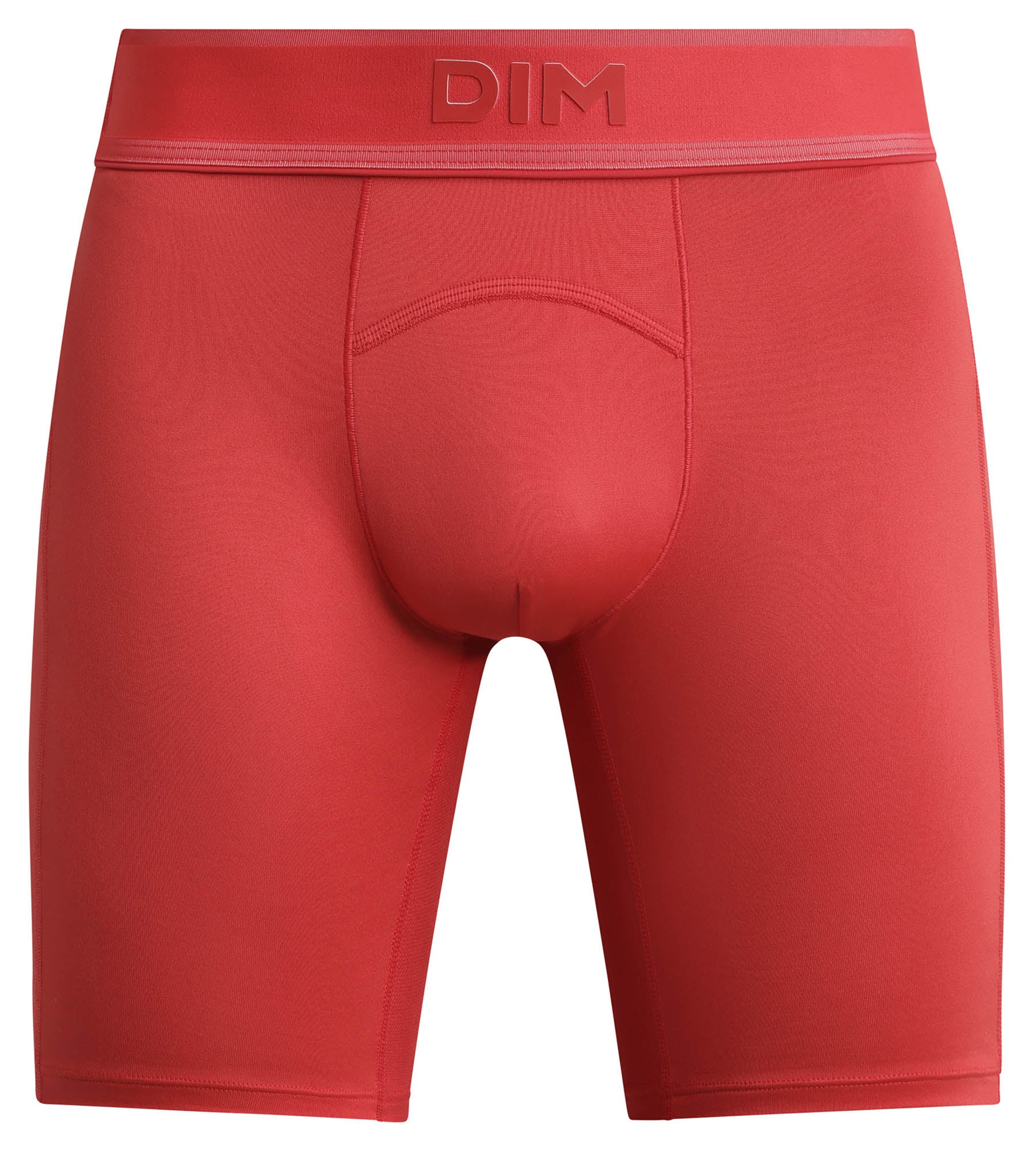 Men's Long Sport Boxer Briefs - Breathable Microfiber & Mesh Underwear for Running, Gym & Active Wear - Red Alert by Dim Move