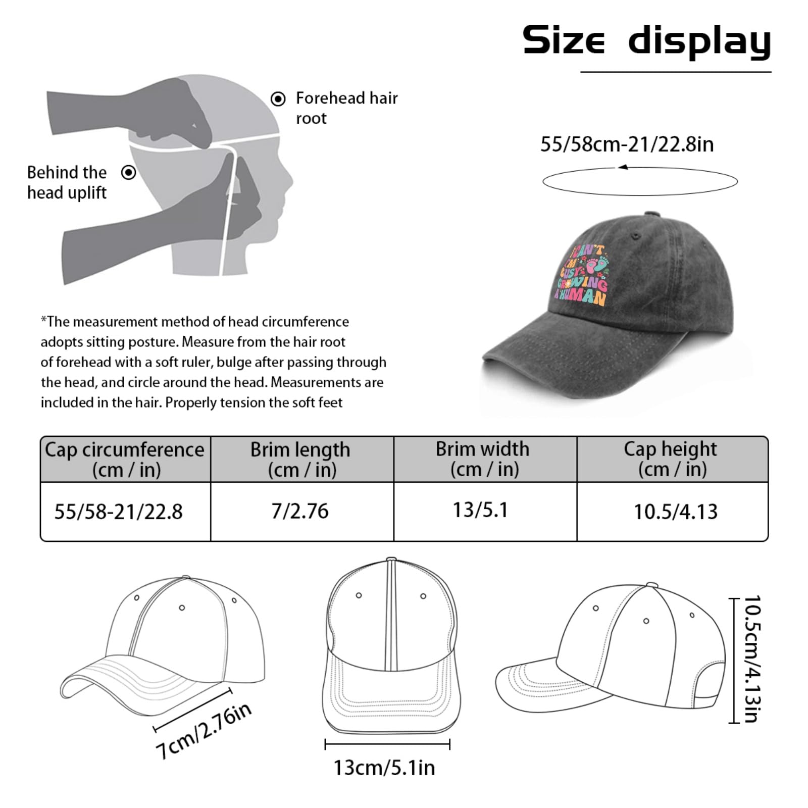 Funny Pregnancy Hat - 'I Can't I'm Busy Growing A Human' Golf & Fishing Cap - Pigment Black Workout Hat for Women - Perfect Maternity Gift for Expecting Moms, Golfers & Outdoor Activities