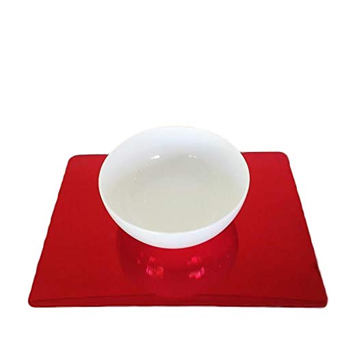 Premium Rectangular Placemats Set of 6 - Red Mirror Finish - Heat Resistant & Non-Slip Dining Table Mats for Formal Dinner, Holiday Decor, and Everyday Use
