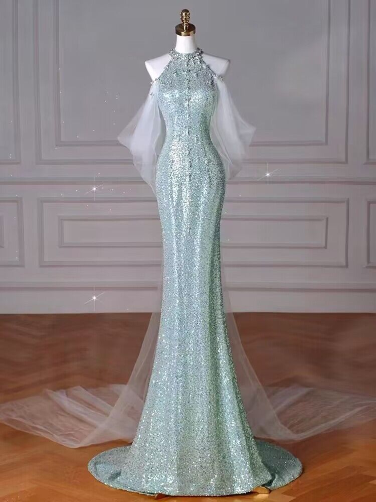 Elegant Green Mermaid Sequin Long Prom Dress for Women - Formal Evening Gown J2950 | Perfect for Homecoming, Prom Night, Wedding Guest & Special Occasions