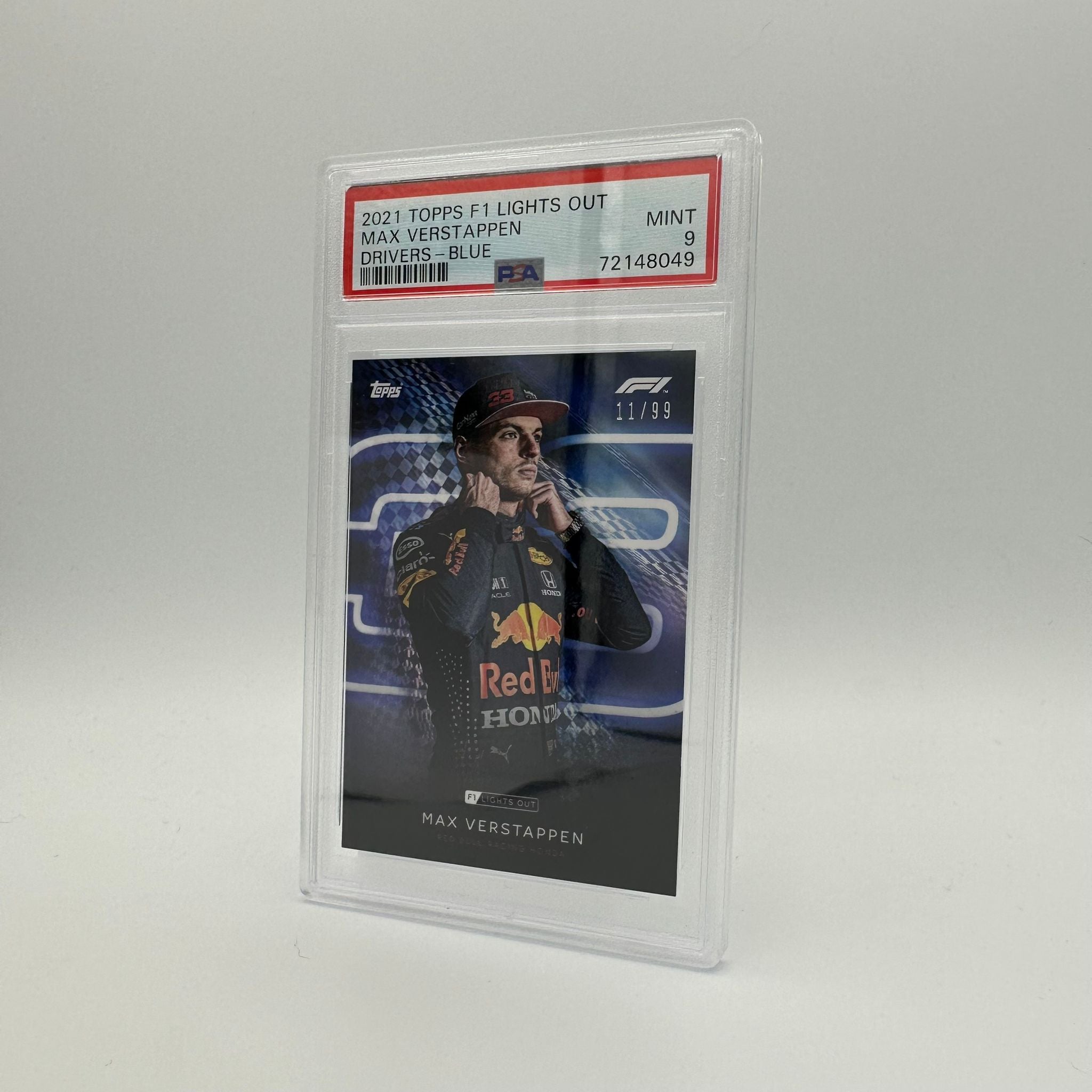 PSA 9 Graded 11/99 Max Verstappen Blue Parallel Racing Driver Card - Perfect for Collectors, Sports Memorabilia Displays & Formula 1 Fan Gifts
