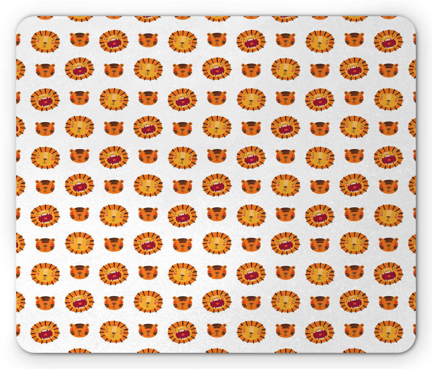 Ambesonne Tiger Mouse Pad - Non-Slip Rubber Gaming Mousepad with Jungle Tiger Design, Standard Size (Orange & Multicolor) for Office, Home & Gaming Use