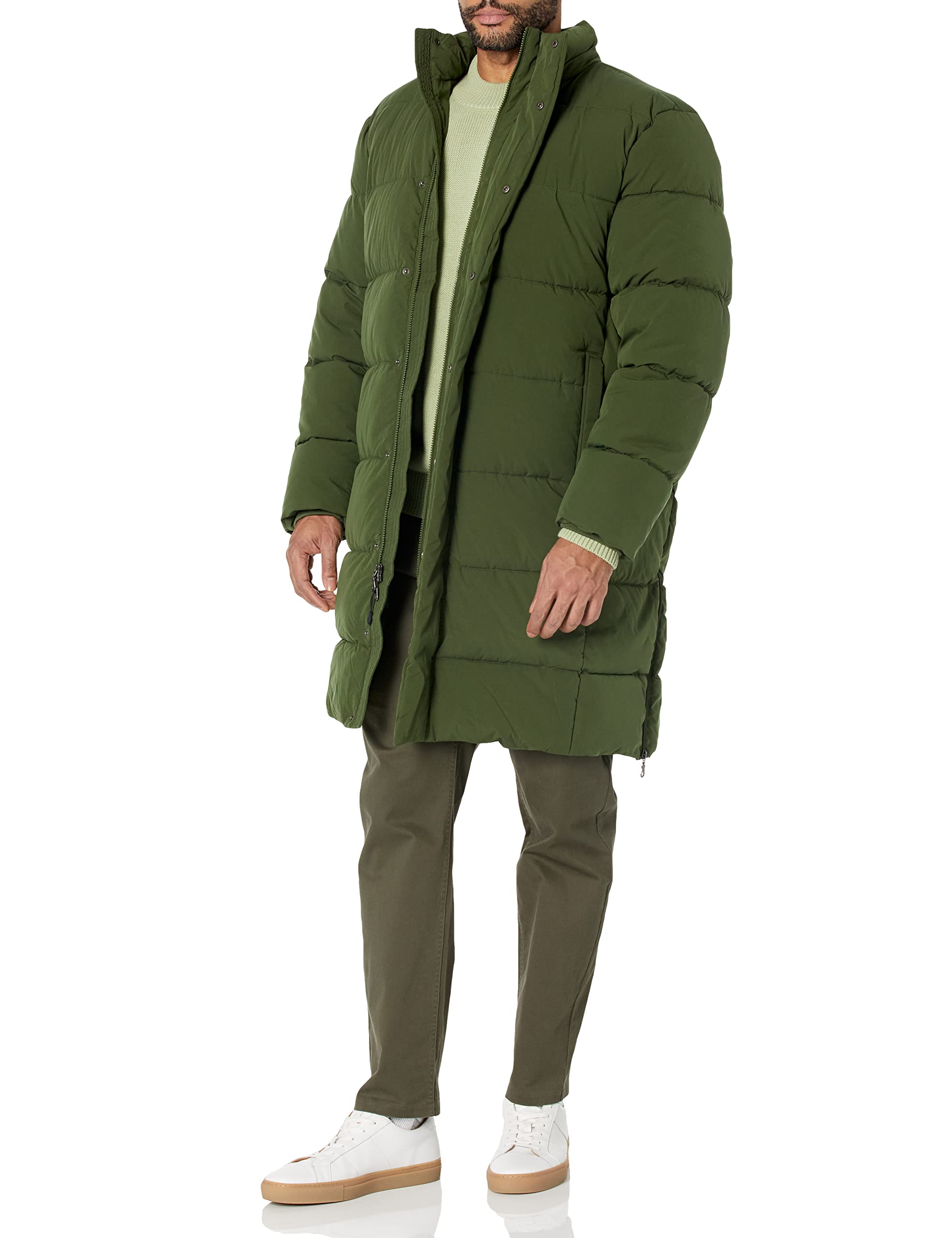 Amazon Essentials Men's Hooded Long Puffer Coat - Lightweight Winter Jacket with Water-Resistant Shell, Warm Down Alternative for Cold Weather - Perfect for Outdoor Activities & Daily Commute