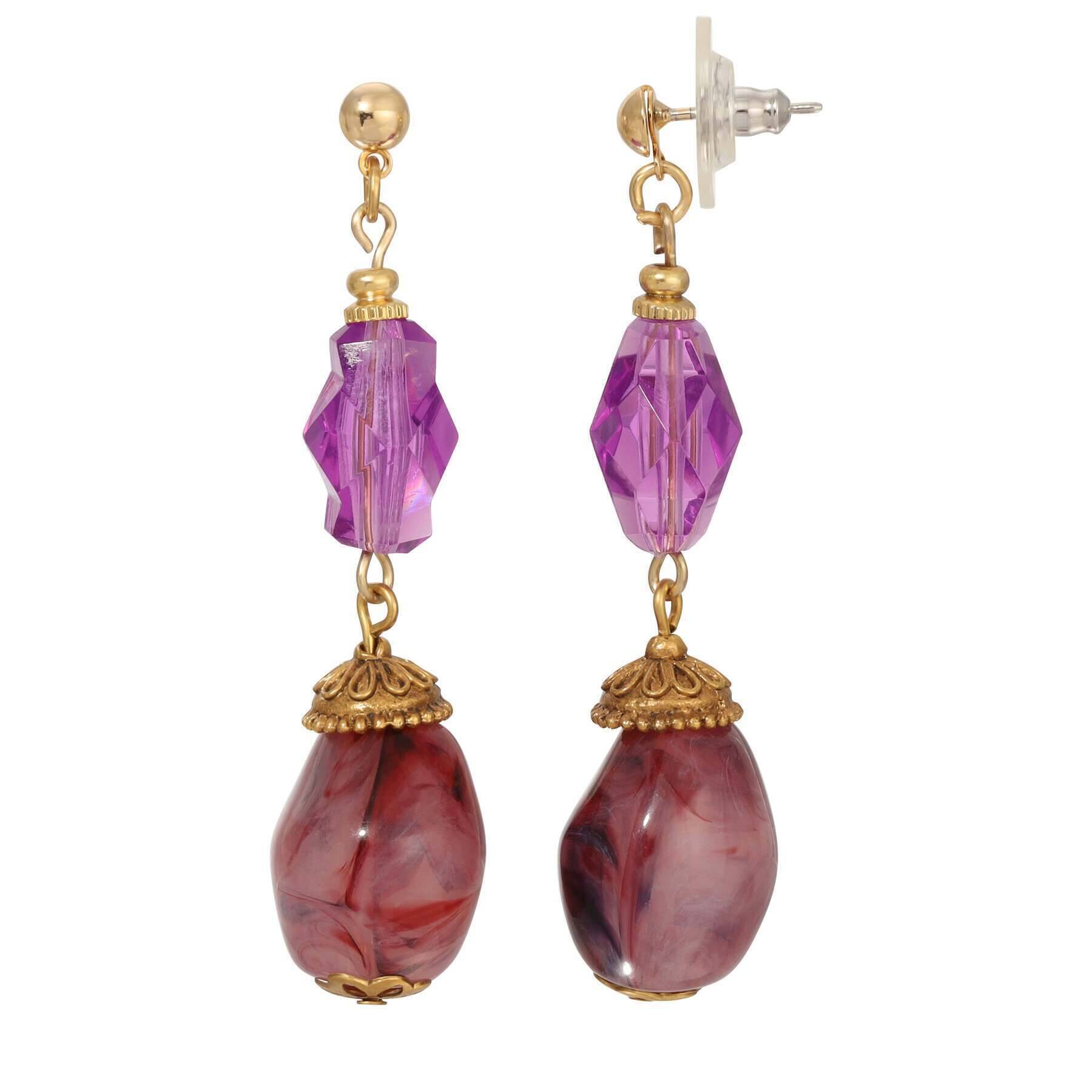 1928 Vintage Style Irregular Milk Amethyst Beaded Crystal Dangle Earrings - Elegant Post Earrings for Women, Perfect for Parties, Weddings & Evening Events
