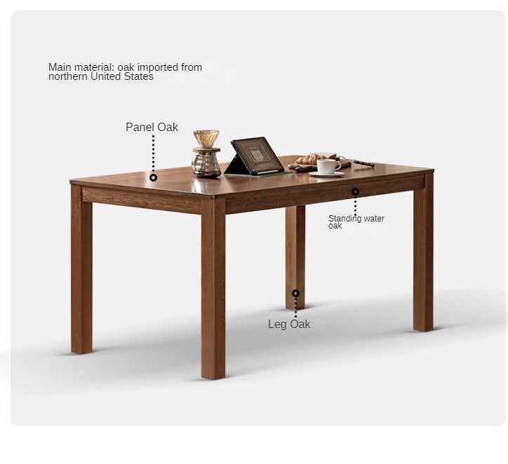 Solid Oak Wood Nordic Style Dining Table - Modern Farmhouse Kitchen Furniture for Dining Room & Small Space