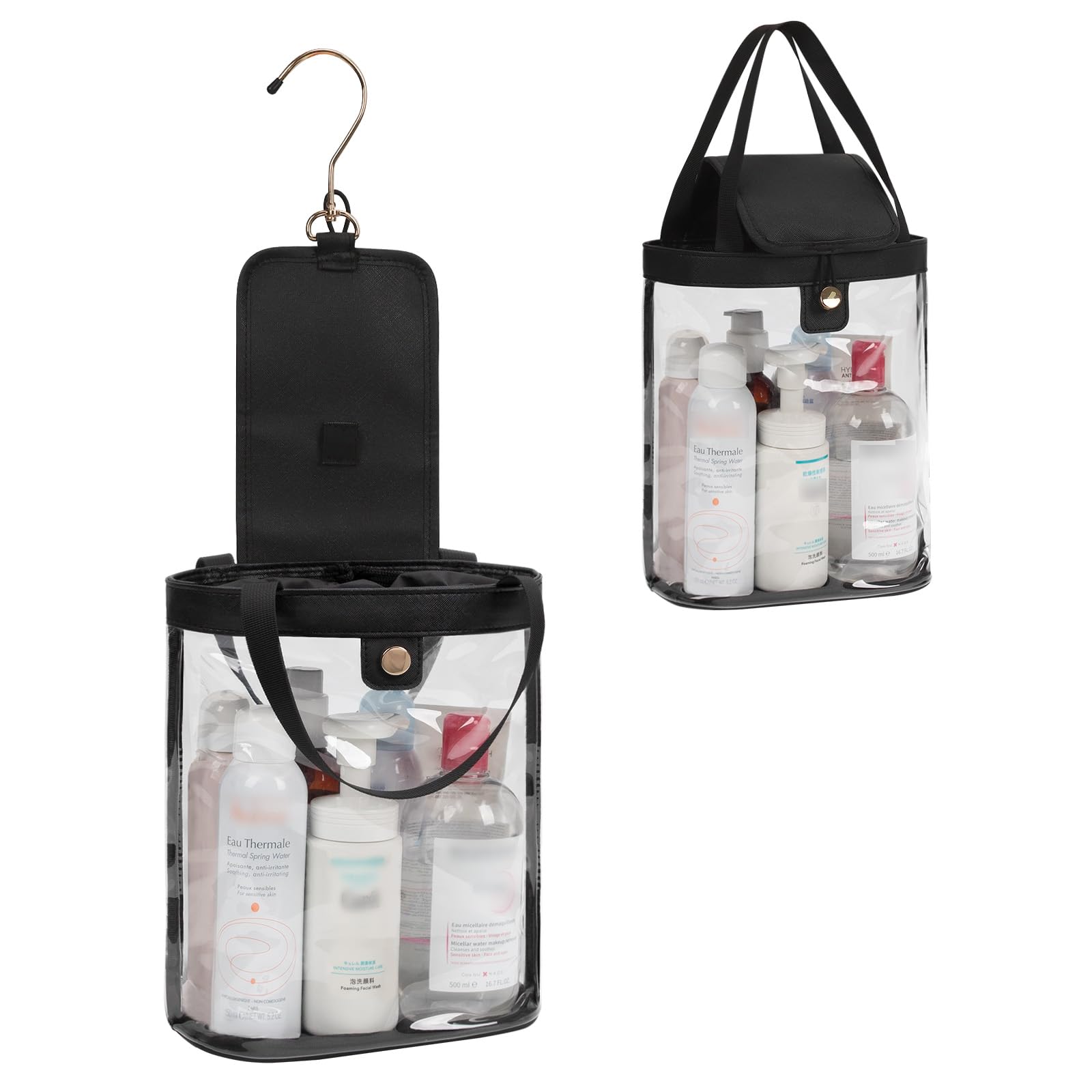 Waterproof Hanging Travel Toiletry Bag for Women & Men - Clear Makeup & Shower Organizer with Hook - Perfect for Gym, Camping, Bathroom & Airplane Carry-on Essentials