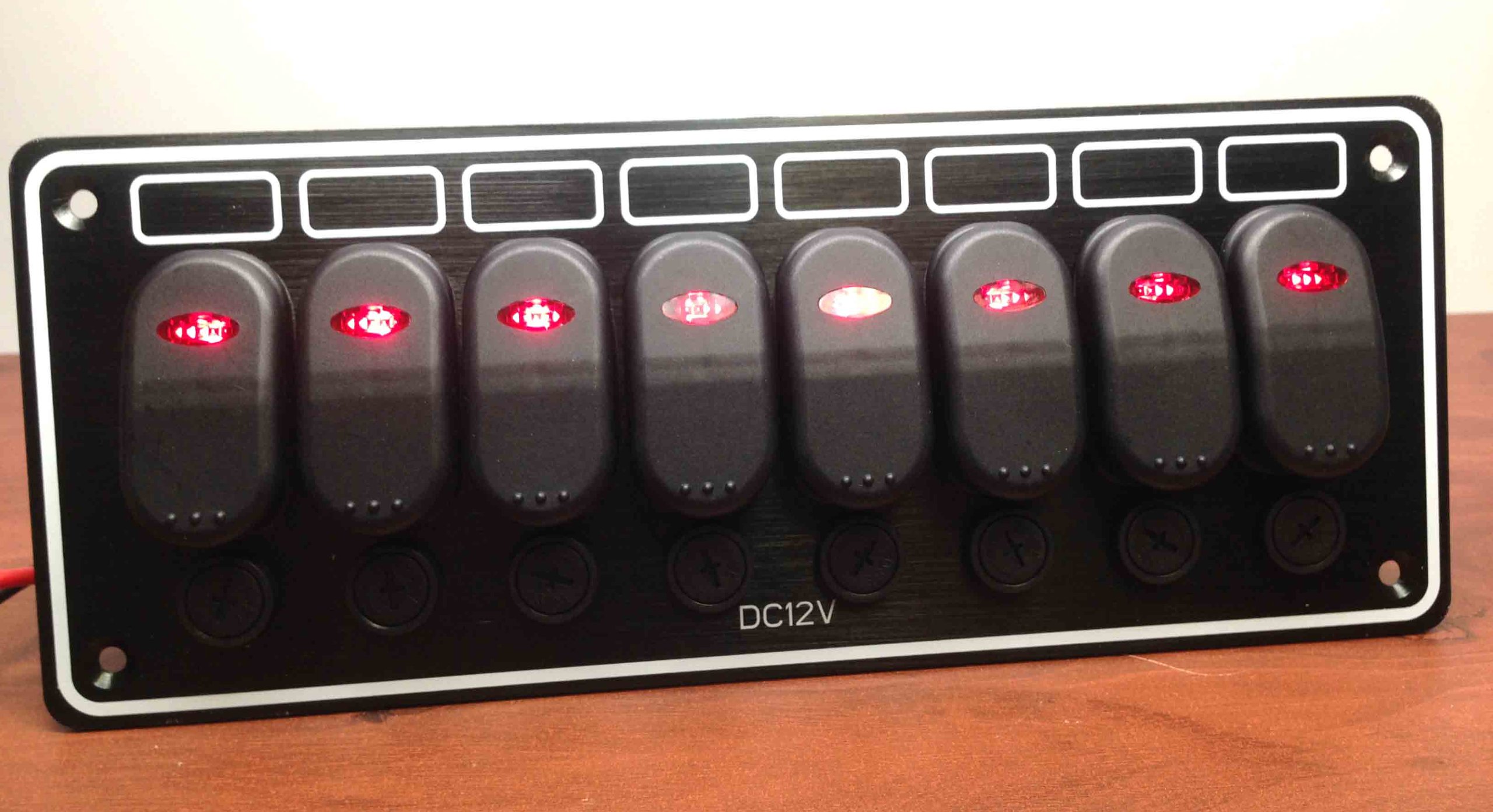 Marine Boat 8 Gang Waterproof Switch Panel - 12V DC Aluminum Control Panel (3.75