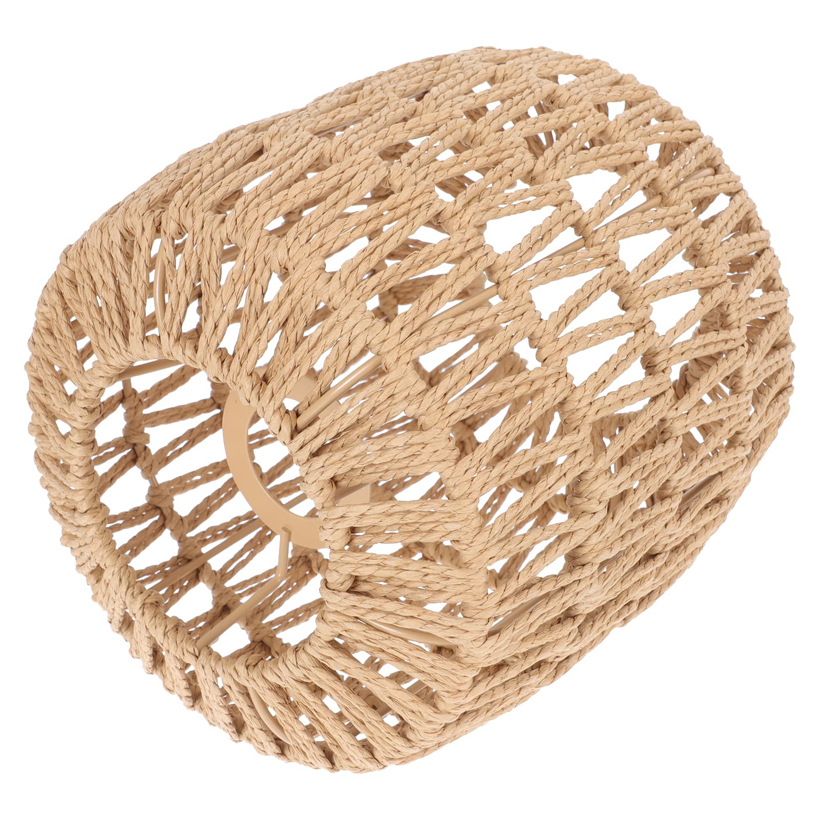 1PC Woven Rattan Lamp Shade - Medium Drum Pendant Light Cover for E27 Bulb - Hanging Chandelier, Table & Ceiling Light Fixture - Boho Home Decor for Living Room, Bedroom & Patio