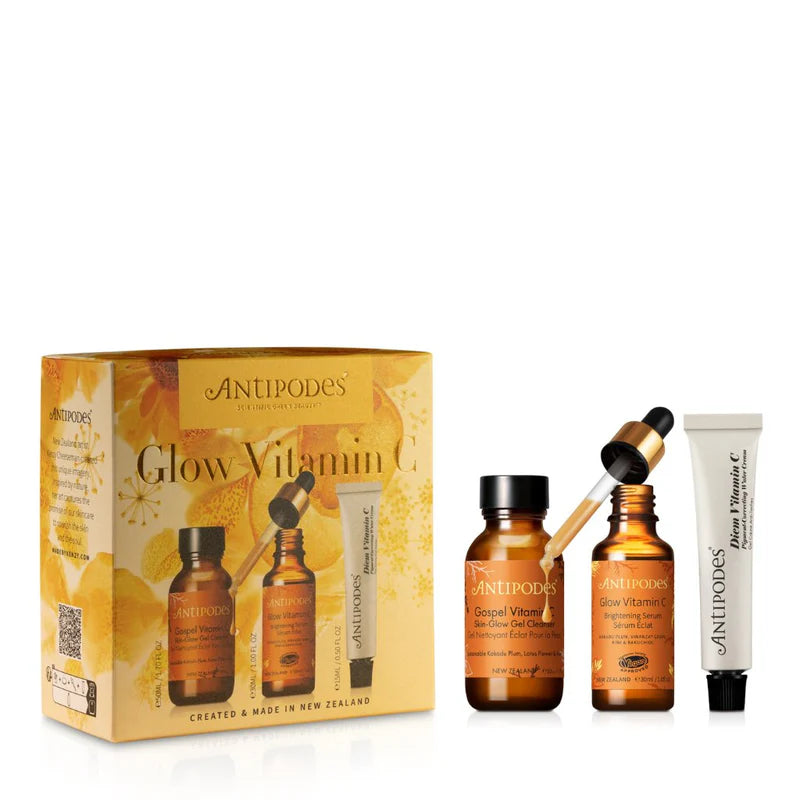 Antipodes Skincare Set with Vitamin C for Glowing Skin - Brightening Face Care Routine for Day & Night Use
