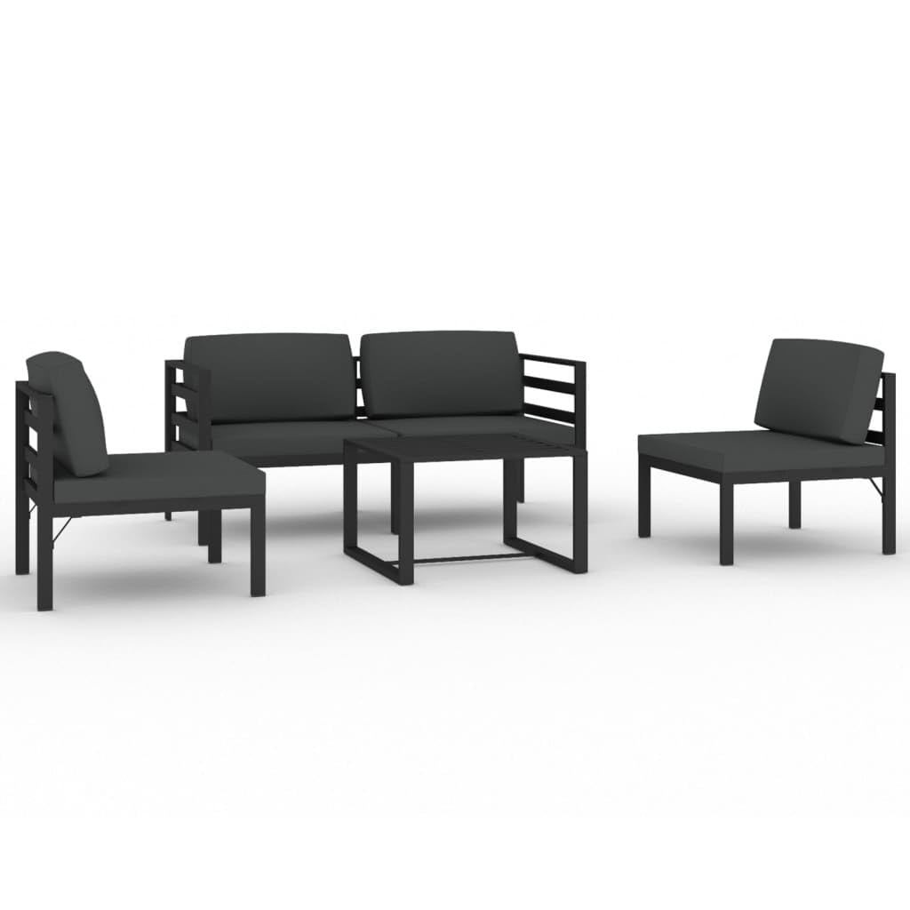 vidaXL 5-Piece Outdoor Lounge Set with Comfortable Cushions & Pillows - Durable Aluminum Patio Furniture in Anthracite - Weather-Resistant & Easy to Clean - Perfect for Backyard, Garden, Poolside or Terrace Relaxation