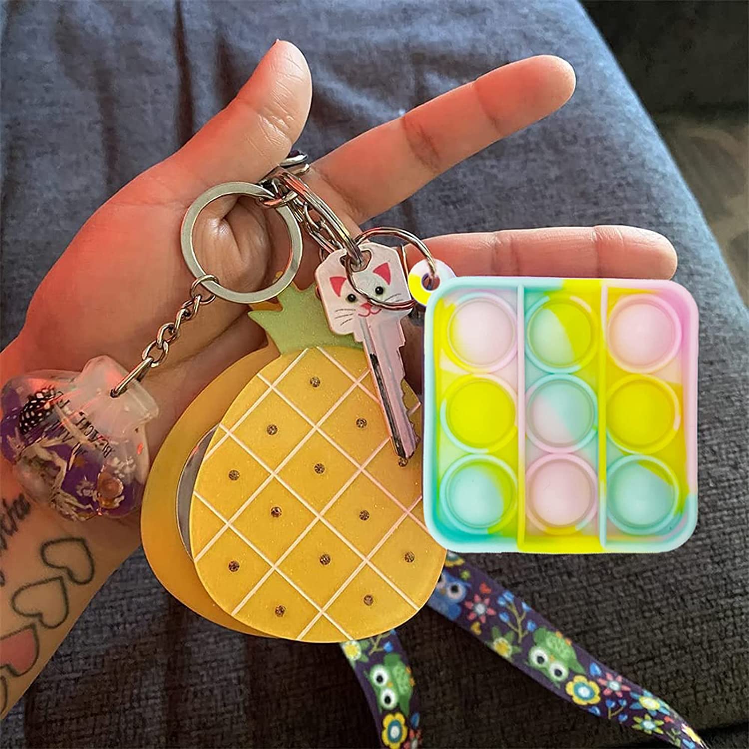 100Pcs Random Color Mini Pop Keychain Fidget Toy - Push Bubble Sensory Stress Reliever for Kids & Adults - Anxiety Relief, Office Desk Toy, Travel Companion, Classroom Focus Aid