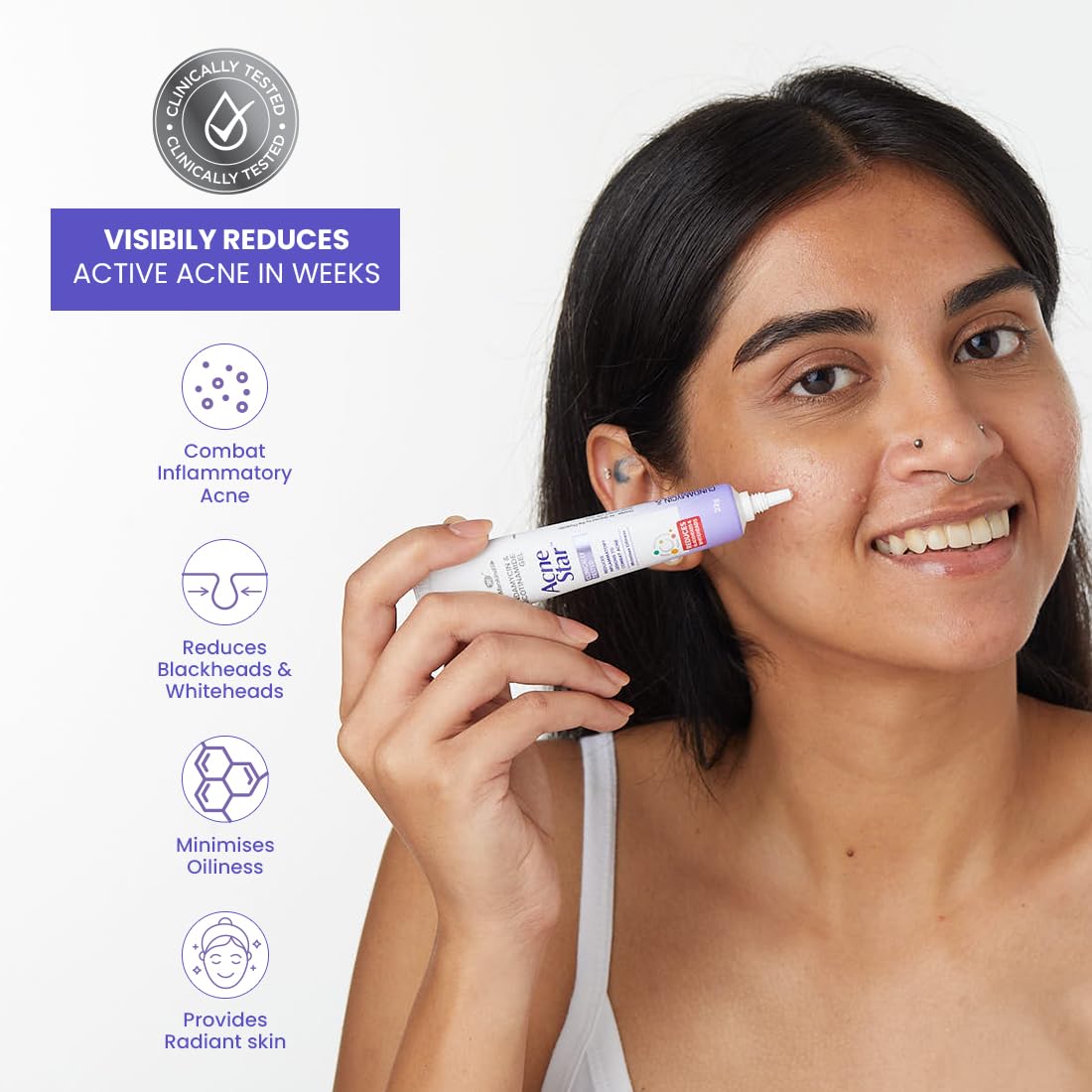 Acnestar Acne Treatment Gel - Anti-Inflammatory & Antibacterial for Acne, Pimples, Whiteheads & Blackheads (22g x 3 Pack) | Clear Skin Solution for Teens & Adults | Perfect for Daily Skincare Routine & Breakout Emergencies