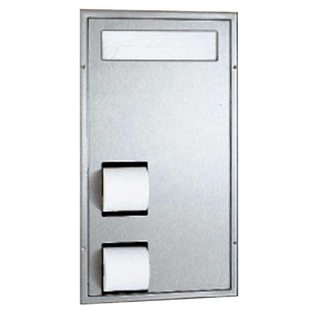 Bobrick B3471 ClassicSeries Satin Seat Cover & Toilet Paper Dispenser - Partition Mounted for Commercial Restrooms & Public Washrooms