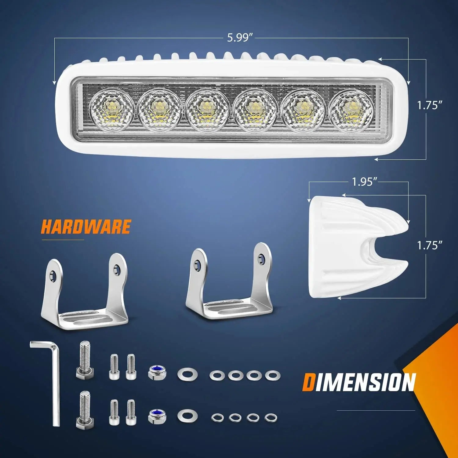 6 Inch 18W 1800LM LED Flood Work Lights - Bright White Light for Job Sites, Garages, and Outdoor Projects (Pair) - Perfect for Construction, Camping, and Emergency Lighting